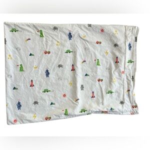 Pottery Barn Kids 100% Organic Cotton Pillowcase Rockets, Robots, Dinosaurs